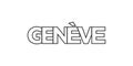 Geneve in the Switzerland emblem. The design features a geometric style, vector illustration with bold typography in a modern font