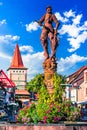 Gengenbach, Germany. Rohrbrunnen fountain, located in the town square, Baden-Wurtemberg