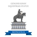 Genghis Khan Equestrian Statue Mongolia vector flat attraction