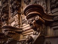 Genial wooden engraved silhouettes and faces in old Abbey Floreffe