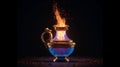 Genie bursts out of the wish lamp, bringing enchantment and granting wishes