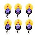 Genie emoji. emotion set. Aggressive and good Magic ghost face.