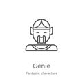 genie icon vector from fantastic characters collection. Thin line genie outline icon vector illustration. Outline, thin line genie