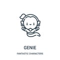 genie icon vector from fantastic characters collection. Thin line genie outline icon vector illustration