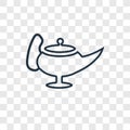 Genie Lamp concept vector linear icon isolated on transparent ba Royalty Free Stock Photo