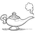 Genie lamp sketch Royalty Free Stock Photo