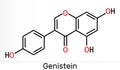 Genistein molecule. It is phytoestrogen, plant metabolite, isoflavone extract from soy with antioxidant and Royalty Free Stock Photo