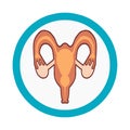 Genitourinary system icon in flat style isolated raster illustration on a white transparent background in a blank circle. Medical