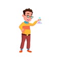 genius boy making chemical laboratory experiment cartoon vector Royalty Free Stock Photo