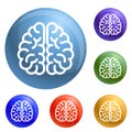 Genius brain icons set vector
