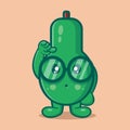 Genius cute avocado fruit mascot isolated cartoon in flat style