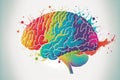 A genius human brain abstract painting art with creative watercolor splash