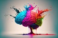 A genius human brain abstract painting art with creative watercolor splash