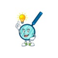 A genius magnifying glass mascot character design have an idea Royalty Free Stock Photo