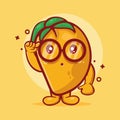 Genius mango fruit character mascot issolated cartoon in flat style design Royalty Free Stock Photo