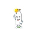 A genius milk bottle mascot character design have an idea