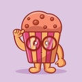 Genius muffin cake mascot isolated cartoon in flat style