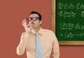 Genius nerd glasses silly man board math formula