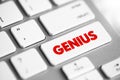 Genius is a person who displays exceptional intellectual ability, creative productivity, universality in genres, or originality, Royalty Free Stock Photo