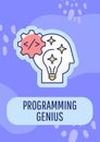 Genius programmer greeting card with color icon element