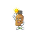 A genius syrup cure bottle mascot character design have an idea