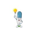 A genius vitamin pills mascot character design have an idea