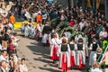 Genk, Belgium - May 1st 2019: Participants of annual O-parade, passing through Grotestraat.