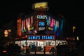 Geno`s Steaks at night, in Passyunk Square, Philadelphia, Pennsylvania Royalty Free Stock Photo