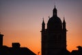 Genoa Cathedral bell tower during the sunset