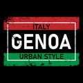 Genoa City Name ITALY SHIRT POSTER DESIGN Royalty Free Stock Photo