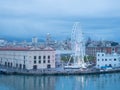 Genoa the Ferris wheel view from the sea Royalty Free Stock Photo