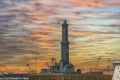 Genoa, Genova, Italy: Amazing sunset view of the Lanterna lighthouse symbol of the city