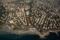Genoa italy aerial panorama landcape from airplane albaro district