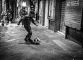 Genoa, Italy - April 21, 2016: Little boy plays soccer with ball Royalty Free Stock Photo