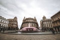 GENOA, ITALY - APRIL 8, 2016. Panoramic view of De Ferrari square in Genoa, the heart of the city with the central Royalty Free Stock Photo