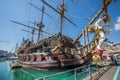 The Neptune ship replica of a 17th-century Spanish galleon designed by Naval Architect David