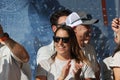 GENOA, ITALY-Award ceremony of the Ocean Race 2023- Celebrations for the victory of the winning crew 11TH HOUR. Royalty Free Stock Photo