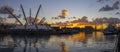 Panoramic view at the Ancient Port of Genoa at sunset, Italy Royalty Free Stock Photo