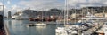 Genoa`s old port full of full of moored boats Royalty Free Stock Photo