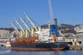 Industrial ship Vega Everest from Panama moored in the port of Genoa, Italy