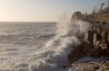 Rough sea in Genoa Nervi, ligurian coast, Italy