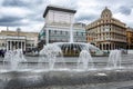 Genoa, Italy, 10/04/2019: Fountains in the main square in the historic city center