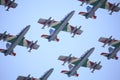 GENOA, ITALY-The Frecce Tricolori, the Italian acrobatic show, perform in Genoa