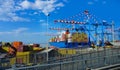 Genoa, Italy - May 27, 2023: Industrial crane for containers in the port of Genoa. Italy