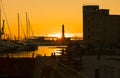 View of Lanterna Lighthouse of Genoa at sunset, Italy Royalty Free Stock Photo