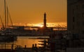 View of Lanterna Lighthouse of Genoa at sunset, Italy Royalty Free Stock Photo