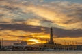 View of Lanterna (Lighthouse) of Genoa at sunset, Italy Royalty Free Stock Photo