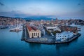 GENOA, ITALY - October 21 2021: Congress Centre in Genoa historic cotton warehouses in the Old Port in Genova, Italy. Sea view and