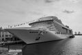 MSC Splendida, a cruise ship owned by MSC Cruises moored in the port of Genoa Genova, Liguria, Royalty Free Stock Photo