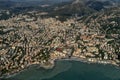 Genoa italy old by the sea town harbor aerial view Royalty Free Stock Photo